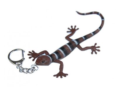Gekko Schlüsselanhänger Anhänger Salamander Gecko Echse Eidechse Streifen braun