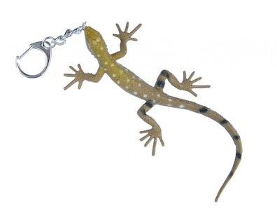 Gekko Schlüsselanhänger Anhänger Salamander Gecko Echse Eidechse Punkte grau-braun