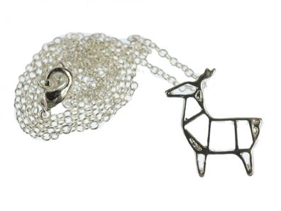 Hirsch Ziege Kette Halskette Miniblings 45cm Rentier Reh Rehlein abstrakt silber