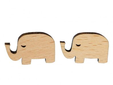 Elefant Ohrstecker Miniblings Stecker Ohrringe Dickhäuter Abstrakt Holz ohne Ohr