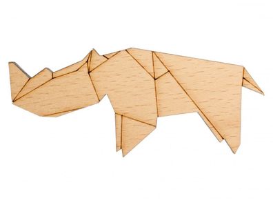Nashorn Brosche Anstecknadel Miniblings Afrika Rhinozeros Japan Origami Holz
