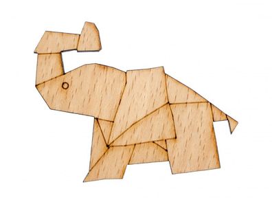 Elefant Brosche Anstecknadel Dickhäuter Abstrakt Origami Holz gefaltet Japan