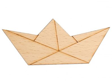 Papierschiff Brosche Anstecknadel Pin Meer Schiff Boot Abstrakt Origami Holz