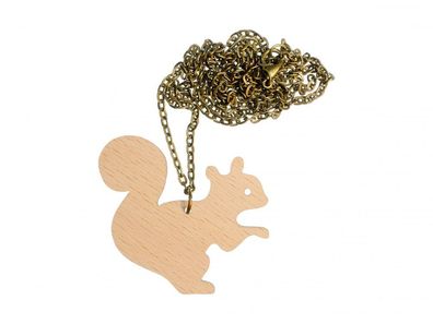 Eichhörnchen Kette Halskette 80cm Miniblings Wald Squirrel Kinder Eichkater Holz