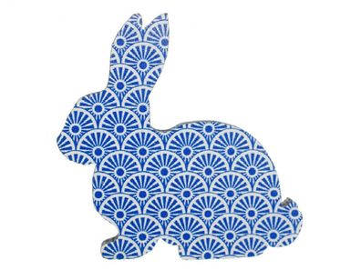 Hase Brosche Miniblings Anstecknadel Ostern Kaninchen Osterhase Holz dunkelblau