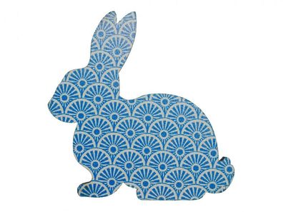 Hase Brosche Miniblings Anstecknadel Ostern Kaninchen Osterhase Holz hellblau