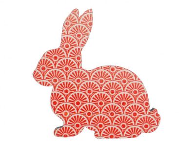 Hase Brosche Miniblings Anstecknadel Pin Kaninchen Ostern Osterhase Holz rot