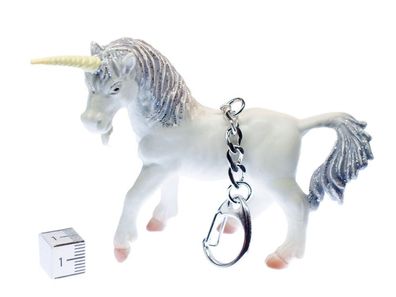 Einhorn Schlüsselanhänger Miniblings Pferd Pony Fantasy weiß Glitzer Gummi