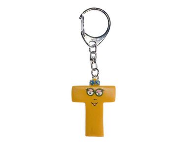 T Barbapapa Schlüsselanhänger Miniblings Anhänger Buchstabe Initiale gelb braun