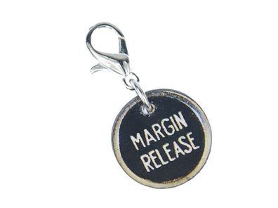 Margin Release Charm Anhänger Miniblings Zeichen Schreibmaschine Taste Holz