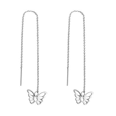 Schmetterling Ketten-Ohrringe Miniblings Hänger Kettchen lang Butterfly silber