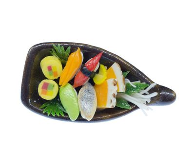 Sushi Schiff Brosche Miniblings Japanische Spezialität Japan Kawaii Essen Asien