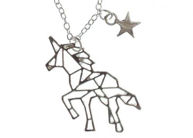 Einhorn Kette Halskette 60cm Miniblings Fantasy Tier Pferd silber Fabelwesen Filigran