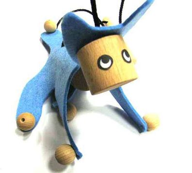 Marionette Kindermarionette Holz Filz KALLE FUX Holzspielzeug Kind Katze blau