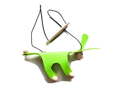 Marionette Kindermarionette Holz Filz KALLE FUX Kinder Kind Esel Hund neon-grün