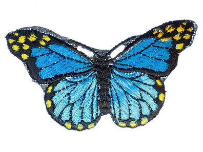 Schmetterling Bügelbild Aufnäher Aufbügler Miniblings Morphofalter blau 8x6cm