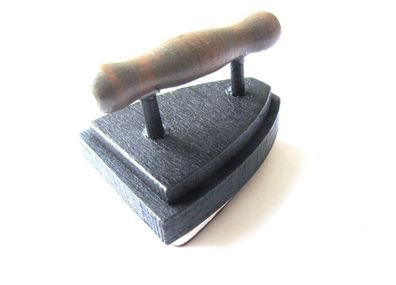 Stempel MERCI in Bügeleisenform Miniblings Stamp Scrapbook Stempeln 4x3cm Holz