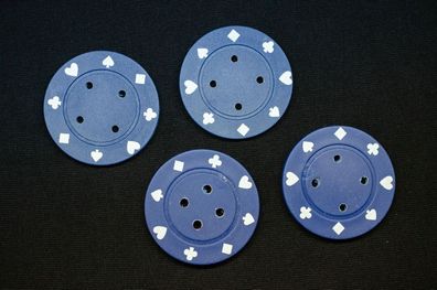 4x Jeton Pokerchips Knöpfe Pokerjetons Miniblings Knopf Karneval 4cm blau