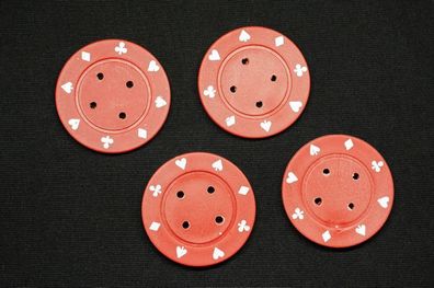 4x Jeton Pokerchips Knöpfe Poker 4x Jetons Miniblings Knopf Karneval 40mm rot