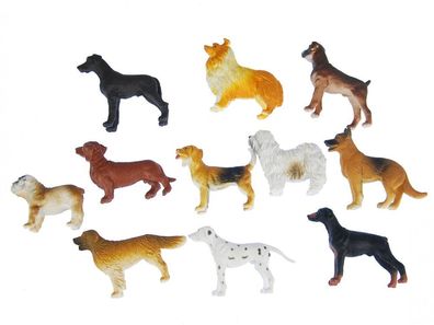 10x Hunde Aufstellfigur Miniblings Gummitier Haustier Hund Set Tiere Tierset Mix