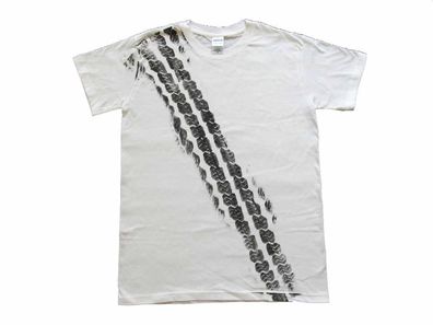 Reifenspur T-Shirt Shirt Road Print Herren Bremsspur Reifen Auto Tshirt weiß