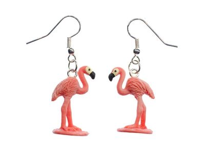 Flamingo Ohrringe Miniblings Hänger 25mm Sommer Party Vogel Kinder Gummi
