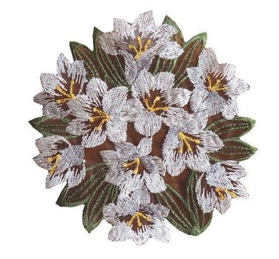 Runde Decke - grün-weiß Stickerei "Blumen" Organza (12 cm)