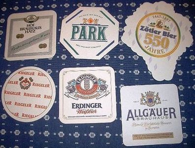 6 Bierdeckel Zötler Park Allgäuer Erdinger Hof Riegeler