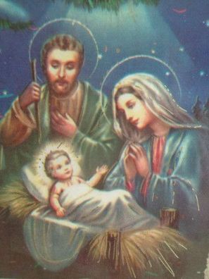 TBZ 3D Bogen geprägt folienverziert Weihnachten Krippe Heilige Familie Mutter Gottes