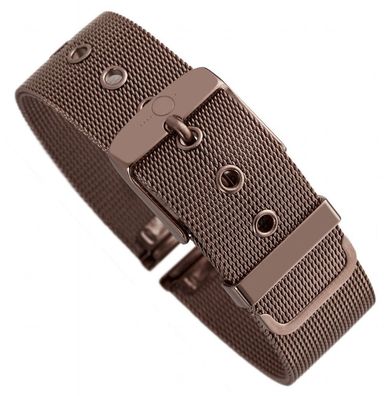 Minott | Uhrenarmband Milanaise Edelstahl braun glänzend 30600