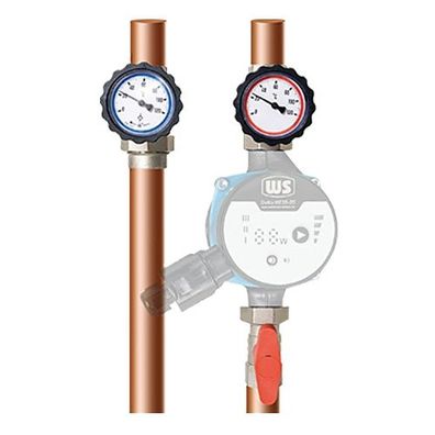 Pumpen-Anschlussgruppe Heizkreisset Typ 7 DN25 1 Zoll Vorlauf Rücklauf vernickel