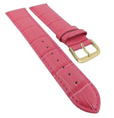 Minott Uhrenarmband Leder pink mit Alligatorprägung 29483