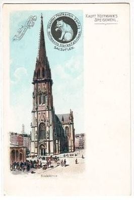 52933 Reklame Ak Lithographie Gruß aus Hamburg Nicolaikirche um 1900