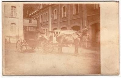 57905 Foto Ak Pferdkutsche und altes Automobil um 1910