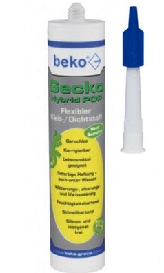 Beko Gecko Hybrid Pop Klebstoff - Dichtstoff 290 ml weiss Hochleistungs-Kleber