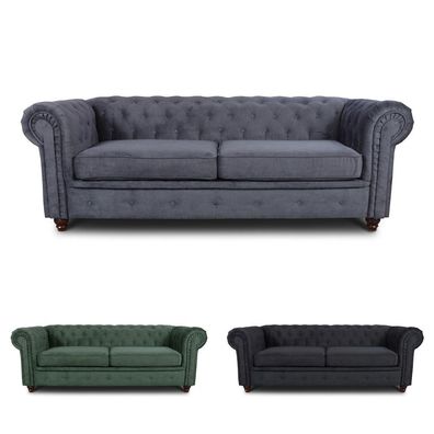 Sofa Chesterfield Asti 3-Sitzer, Couch 3-er, Glamour Design, Couchgarnitur, Holzfüße