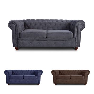 Sofa Chesterfield Asti 2-Sitzer, Couchgarnitur 2-er, Sofagarnitur, Couch mit Holzfüße