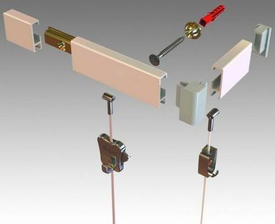 Bilderschienen Set - STAS-Standard-Systempaket 4-100 Meter mit Seilen und Haken