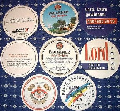 8 Bierdeckel Lord Riegeler Paulaner Dosen nein danke