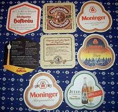 8 Bierdeckel Stuttgarter Moninger Alpirsbacher Moninger