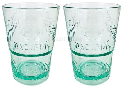 Bacardi Rum Glas Gläser Set - 2x Gläser Mojito Longdrinkglas Cuba Libre Cocktai