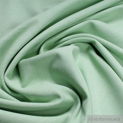 0,5 Meter Stoff Baumwolle Single Jersey angeraut pastellgrün Sweatshirt weich