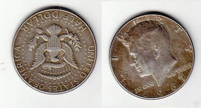1/2 Dollar Silber Münze USA Kenedy 1967