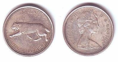 25 Cents Silber Münze Kanada 1867-1967 Puma