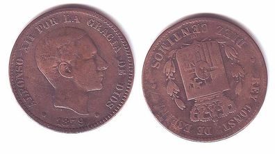 10 Centimos Kupfer Münze Spanien 1879