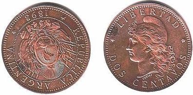 Dos Centavos Kupfer Münze Argentinien 1893