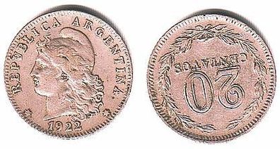 20 Centavos Nickel Münze Argentinien 1922