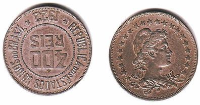 400 Reis Nickel Münze Brasilien 1922