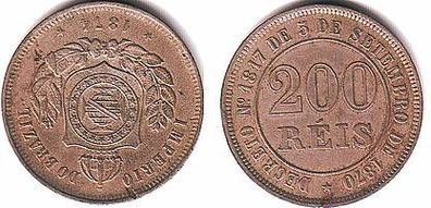 200 Reis Nickel Münze Brasilien 1874