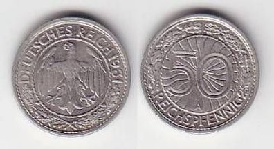 50 Pfennig Nickel Münze Weimarer Republik 1931 A